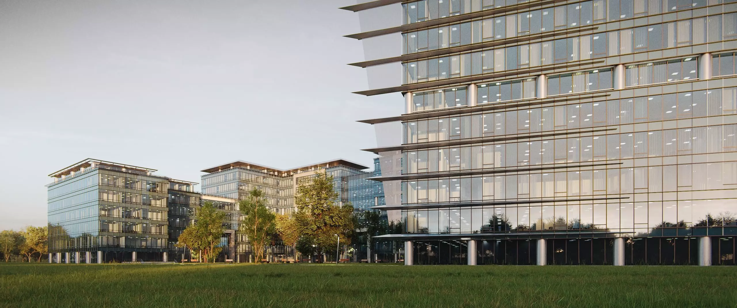 Glass Office Buildings - Modern Business Center 3D model_8