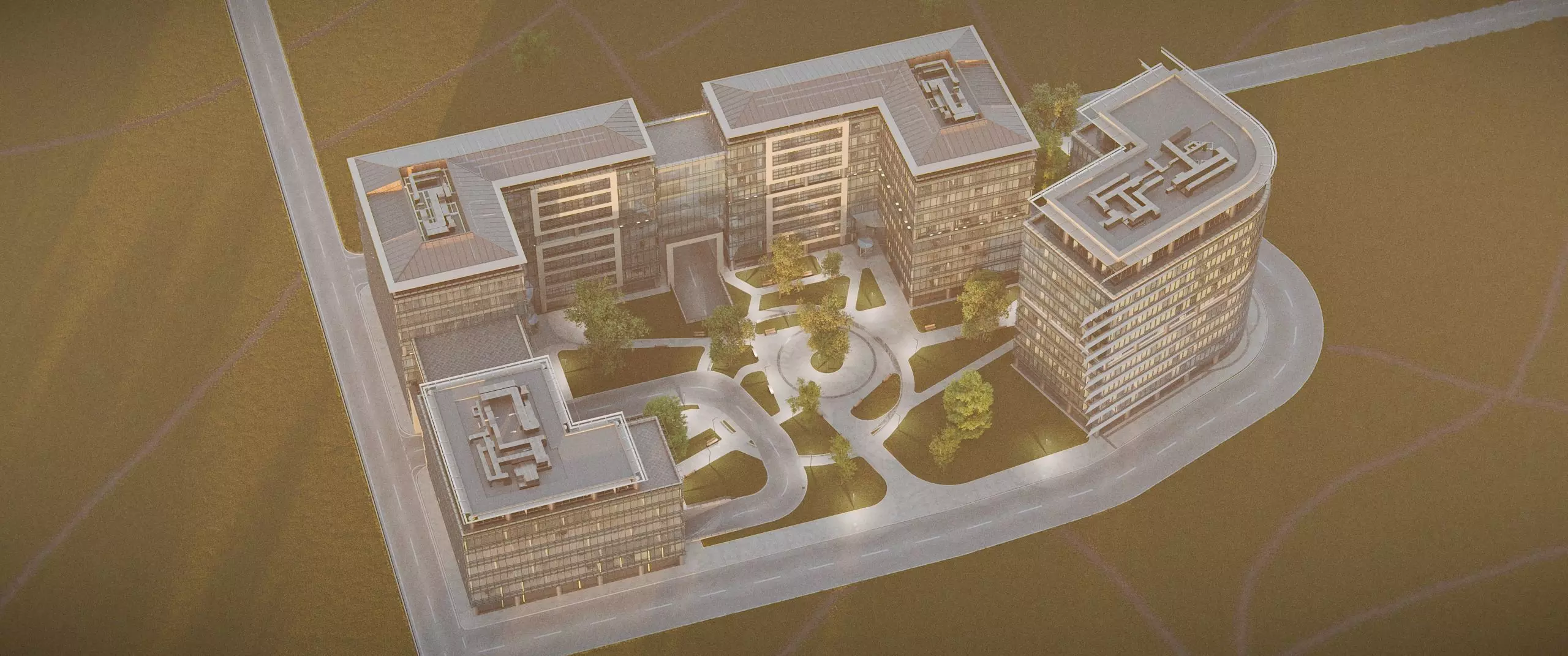 Glass Office Buildings - Modern Business Center 3D model_26