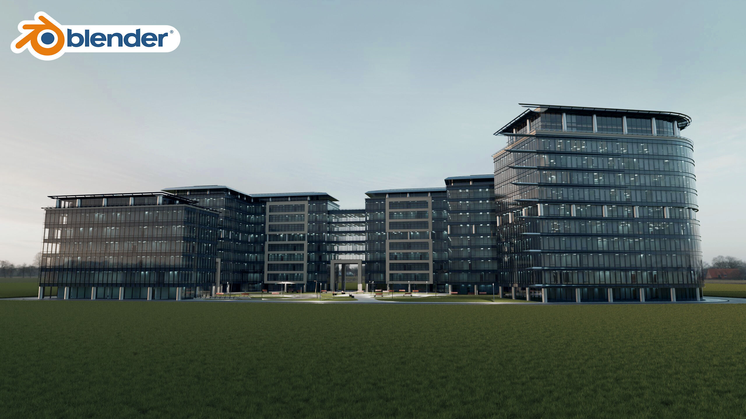 Glass Office Buildings - Modern Business Center 3D model_30