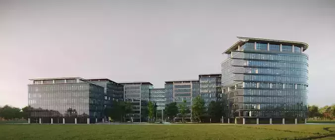 Glass Office Buildings - Modern Business Center