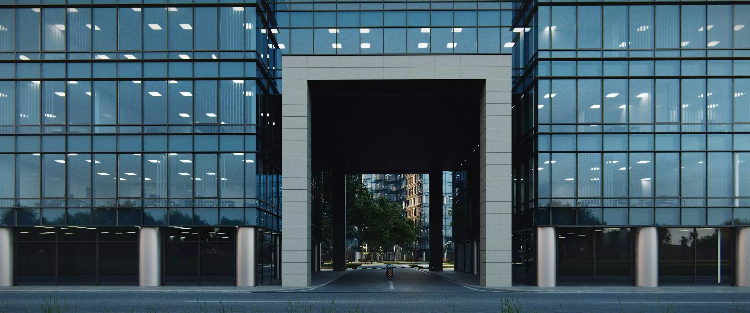 Glass Office Buildings - Modern Business Center 3D model_21