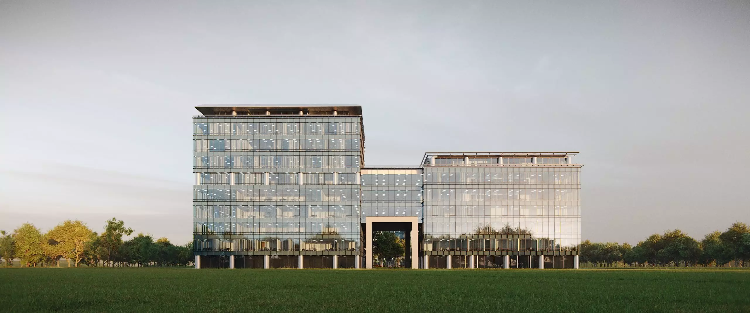 Glass Office Buildings - Modern Business Center 3D model_2