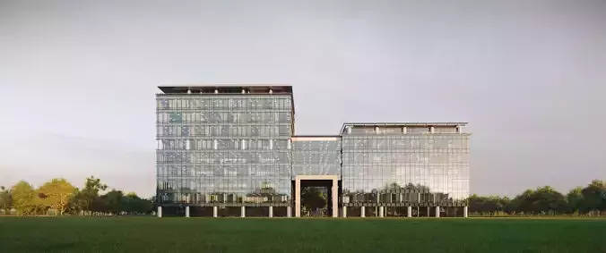 Glass Office Buildings - Modern Business Center 3D model 3