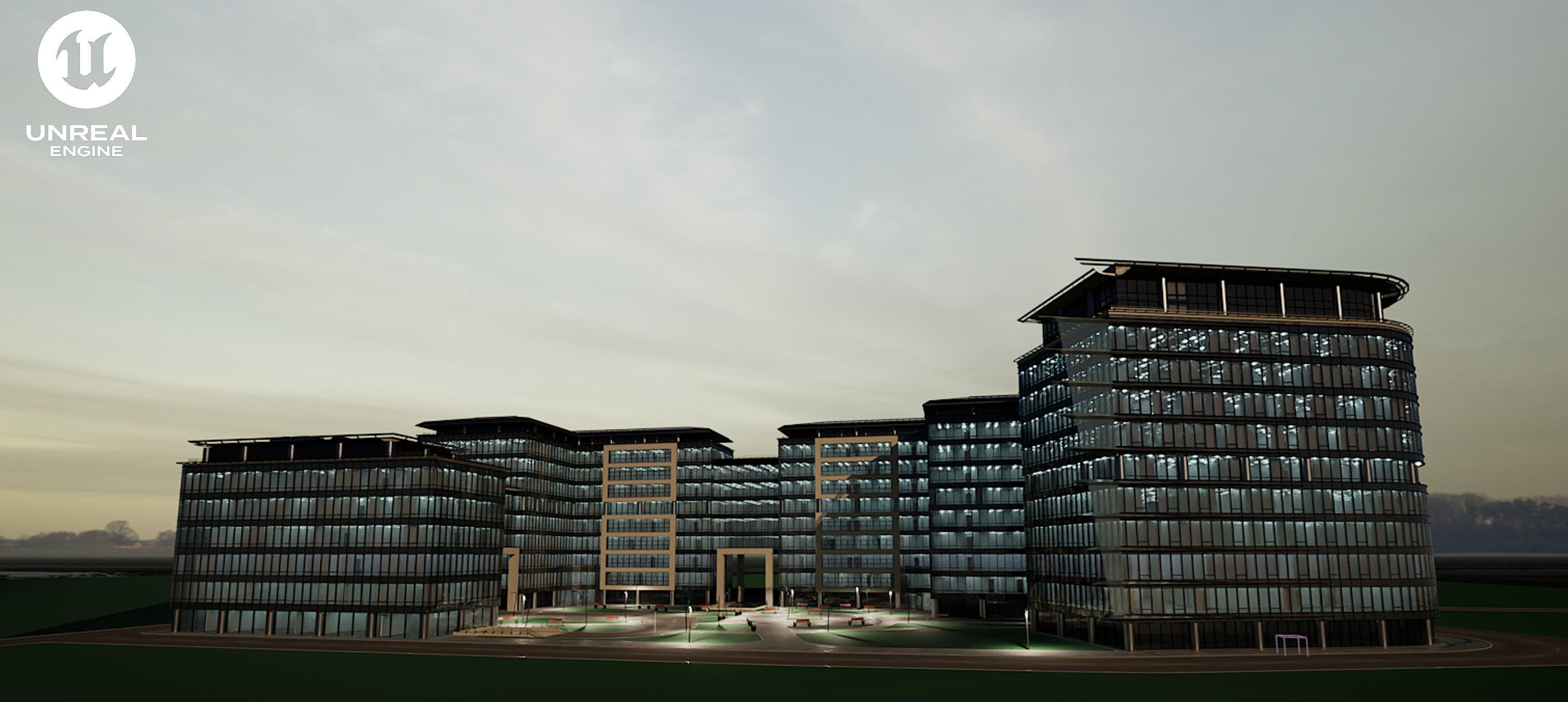 Glass Office Buildings - Modern Business Center 3D model_31