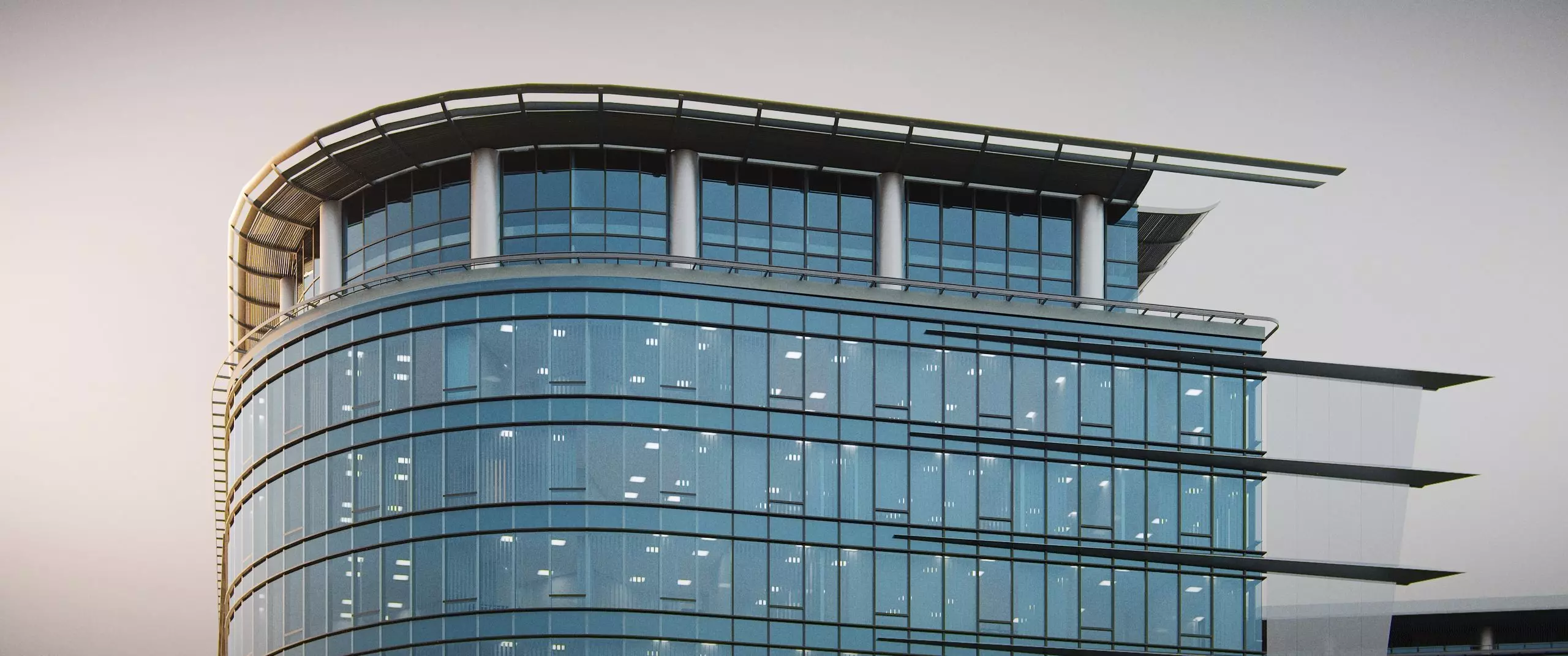 Glass Office Buildings - Modern Business Center 3D model_9