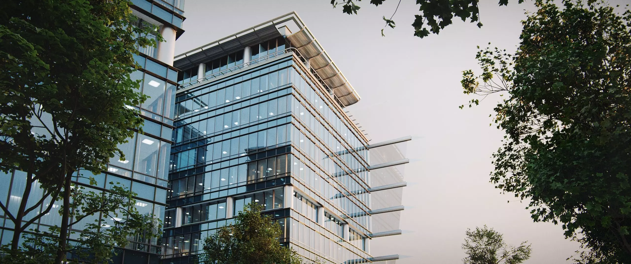 Glass Office Buildings - Modern Business Center 3D model_14