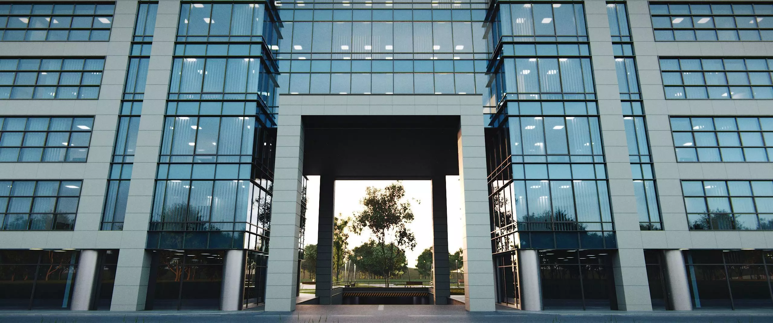 Glass Office Buildings - Modern Business Center 3D model_23