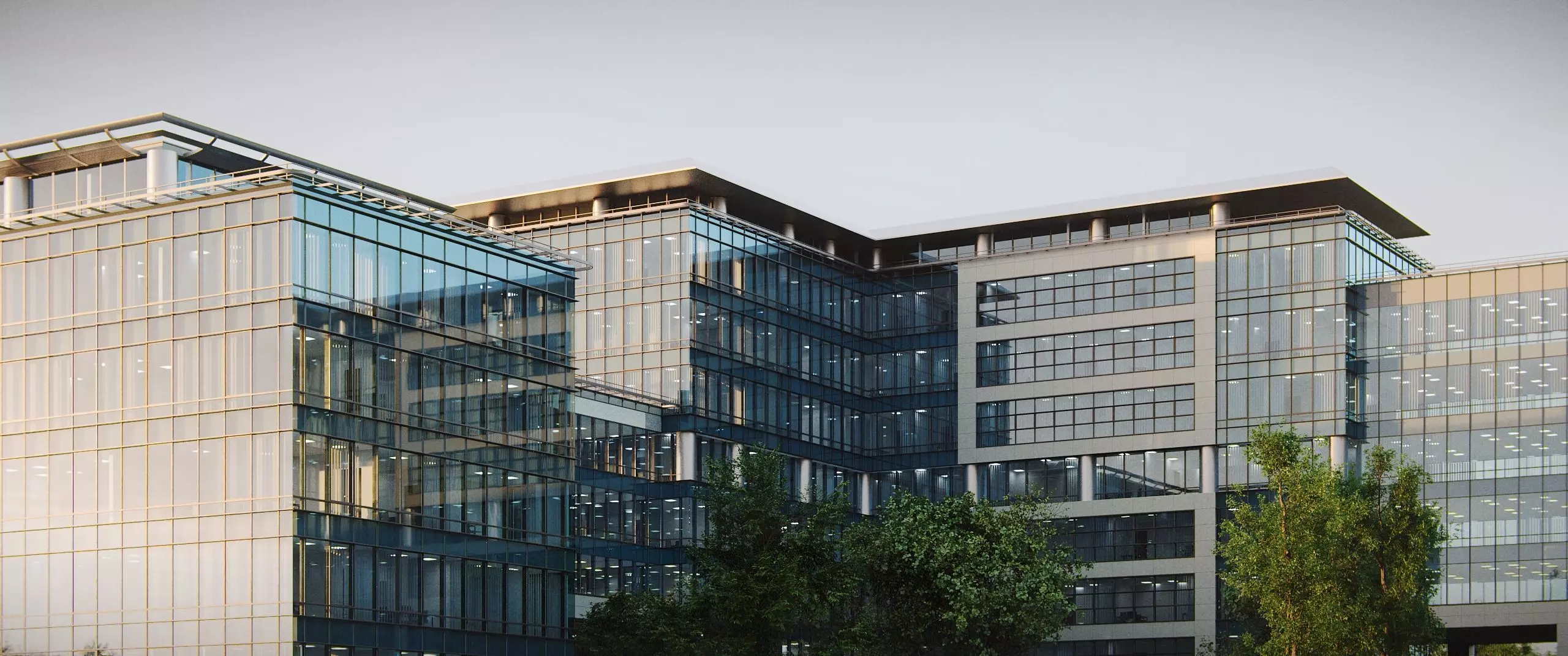 Glass Office Buildings - Modern Business Center 3D model_18