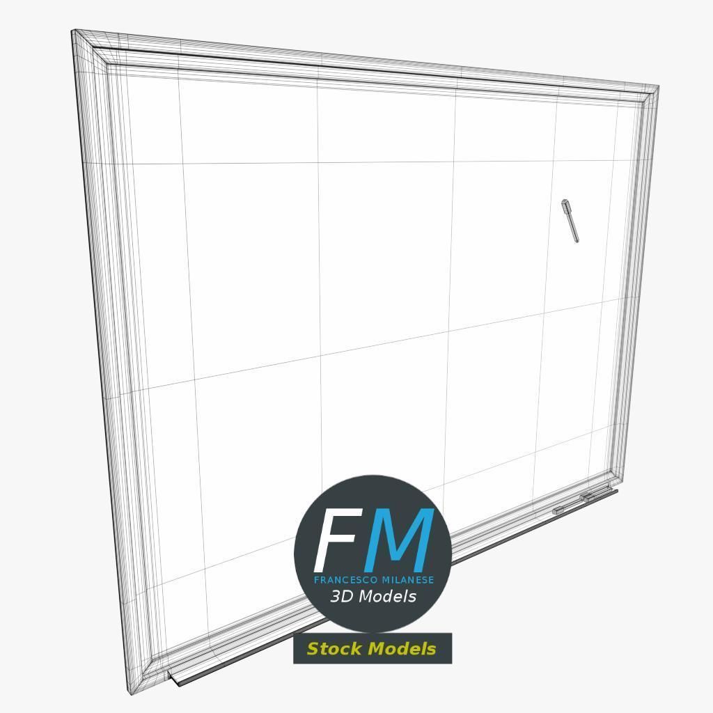 Magnetic whiteboard with markers 3D model_19