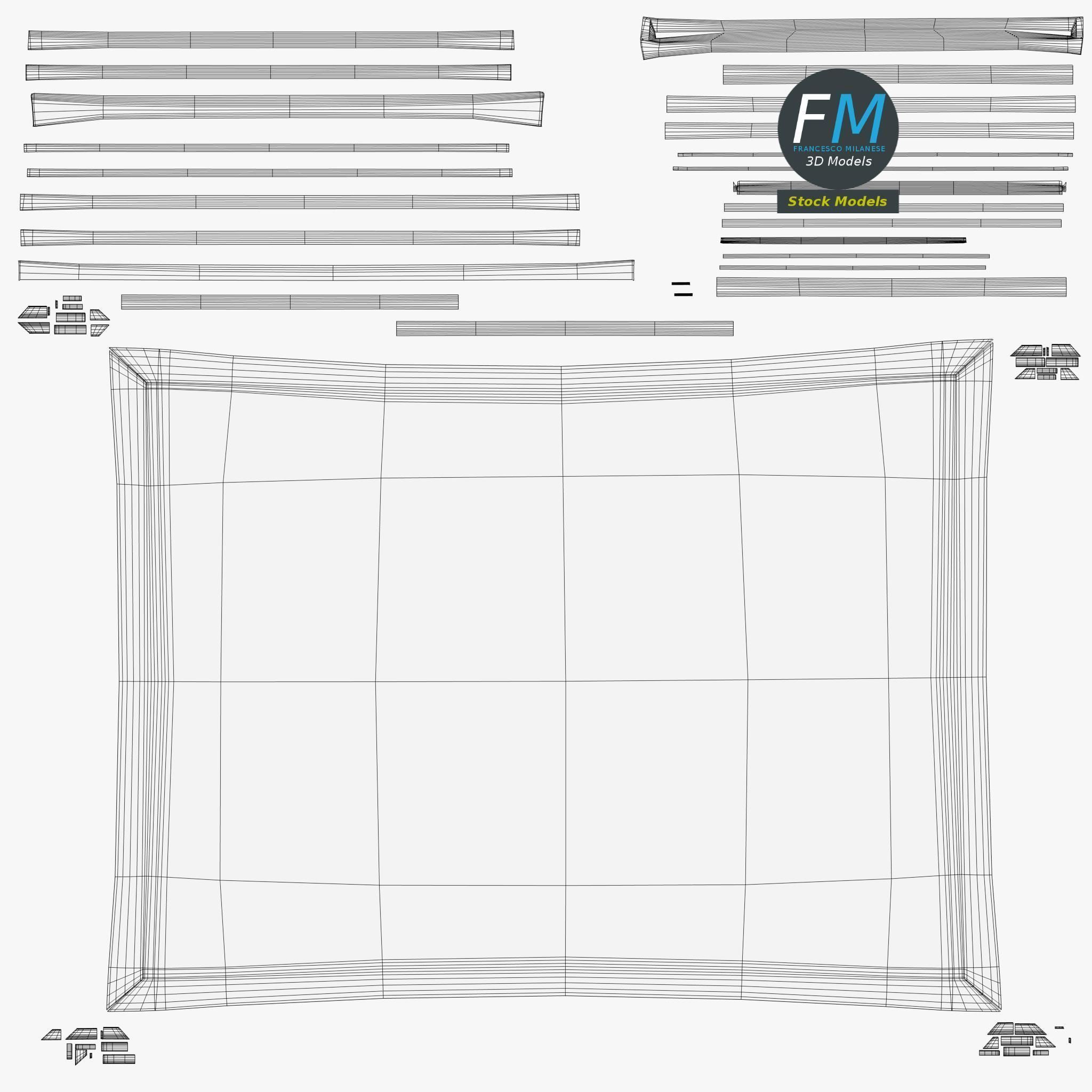 Magnetic whiteboard with markers 3D model_11