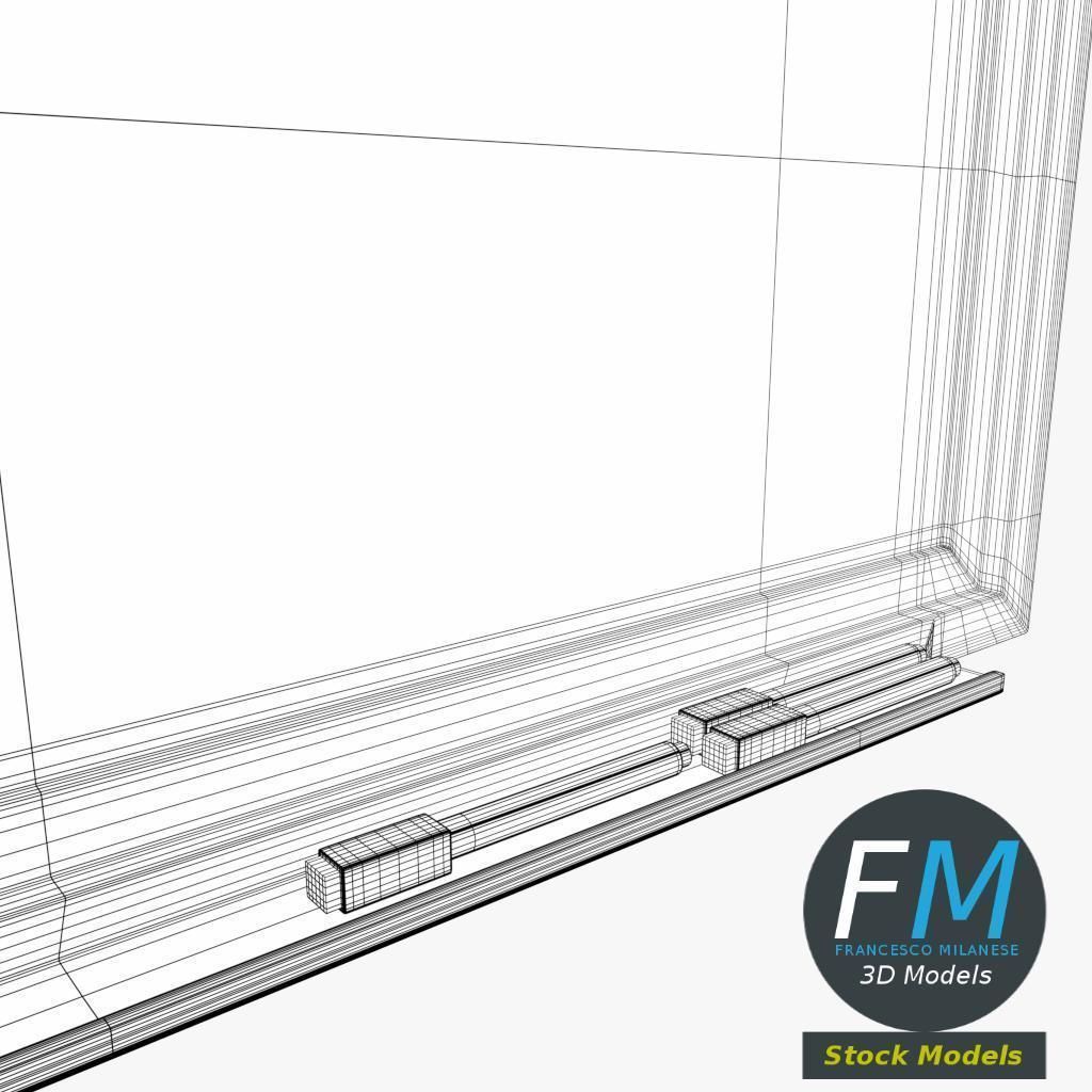 Magnetic whiteboard with markers 3D model_8