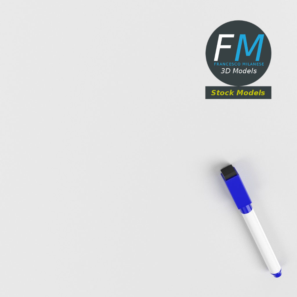 Magnetic whiteboard with markers 3D model_14
