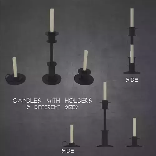 Candles with holders 3 different sizes architectural scene light