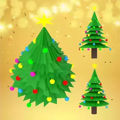 Christmas tree with decorations and star for holiday season Low-poly 3D model