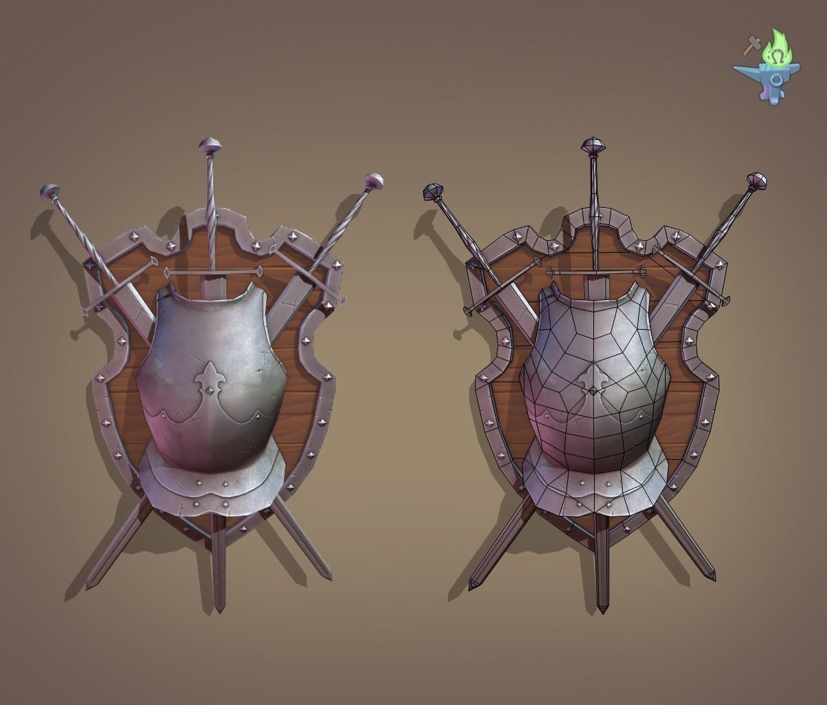 Ornamental Shield Low-poly 3D model_8
