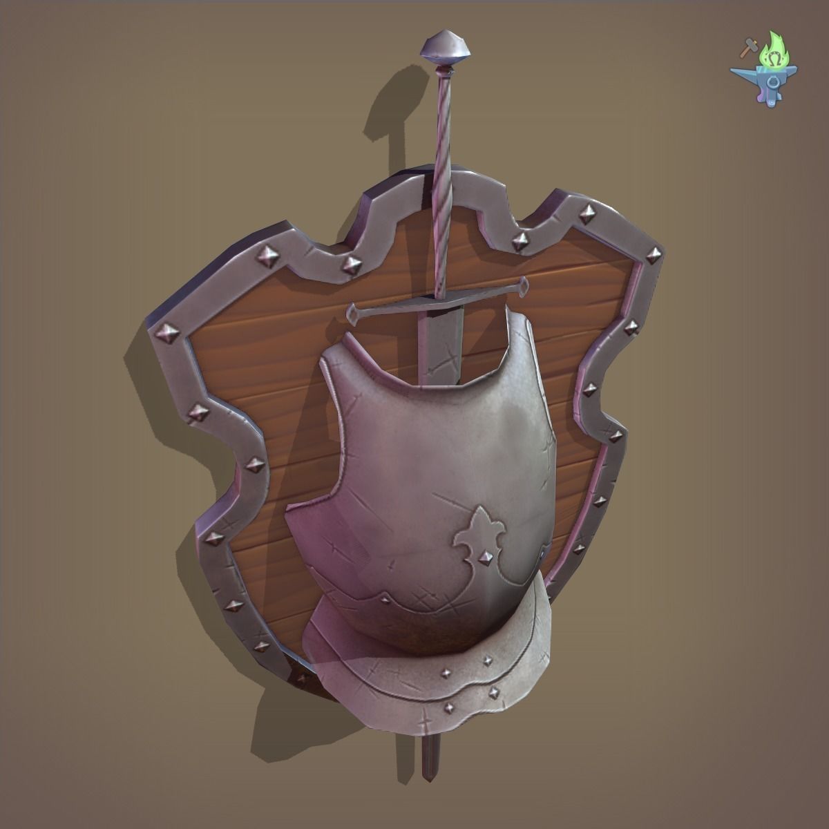 Ornamental Shield Low-poly 3D model_6
