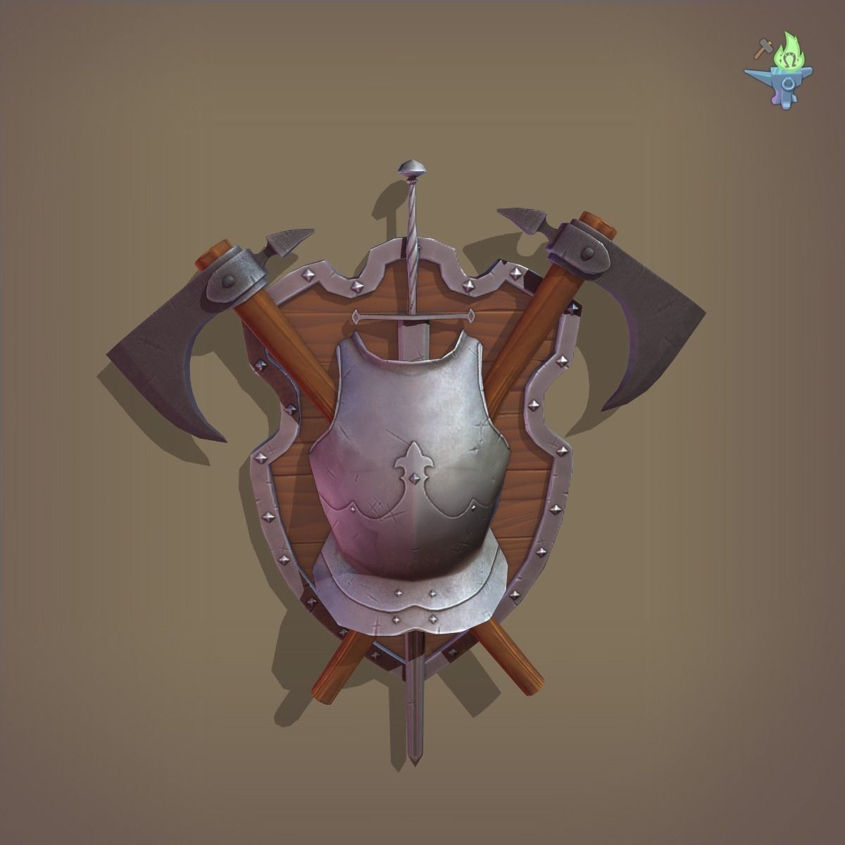 Ornamental Shield Low-poly 3D model_7