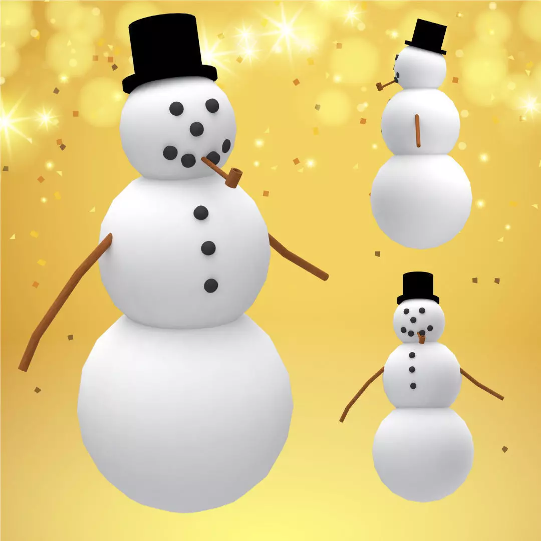 Snowman decoration for holiday season Low-poly 3D model