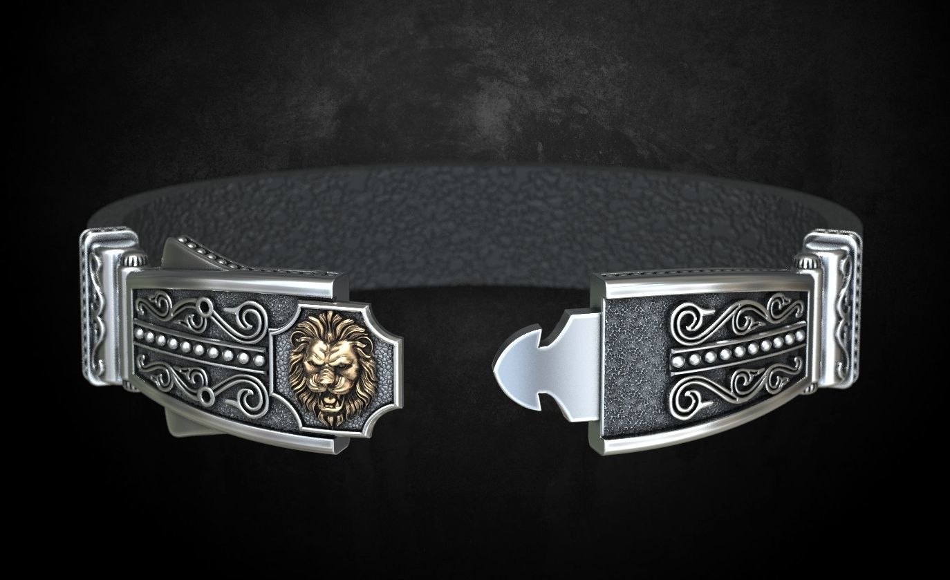 Bracelet lock with lion under the skin stylish 244 3D print model_1