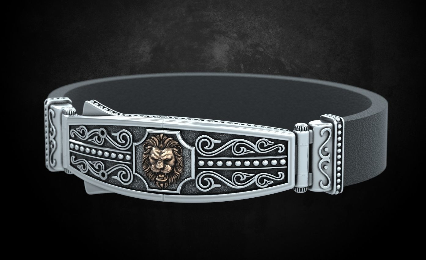 Bracelet lock with lion under the skin stylish 244 3D print model_8