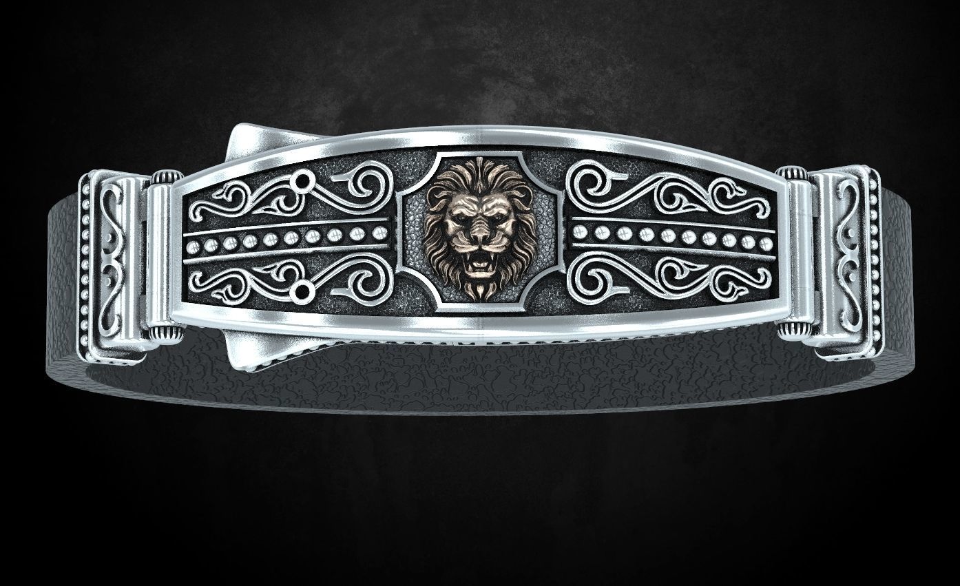 Bracelet lock with lion under the skin stylish 244 3D print model_14