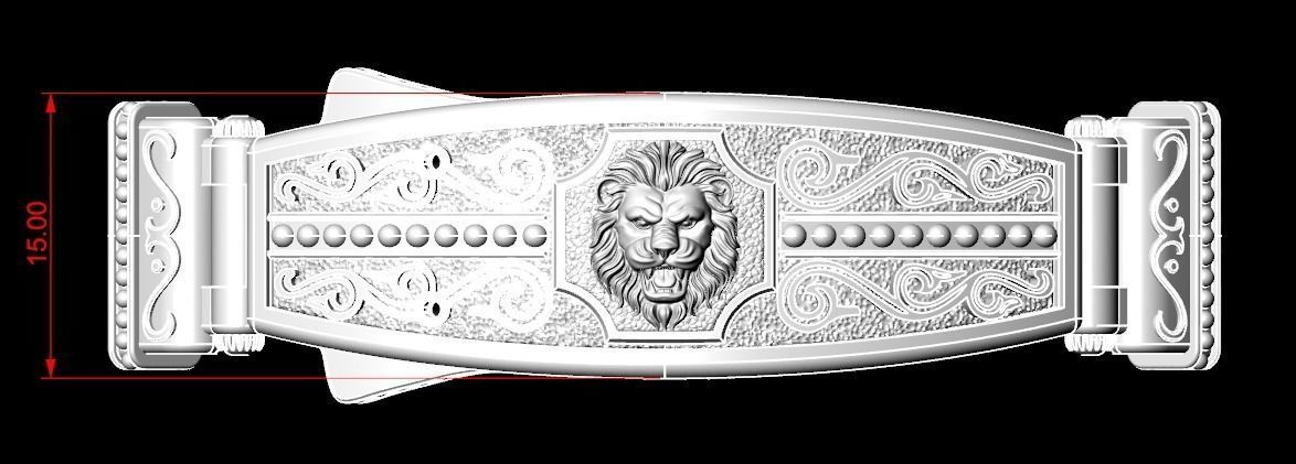 Bracelet lock with lion under the skin stylish 244 3D print model_21