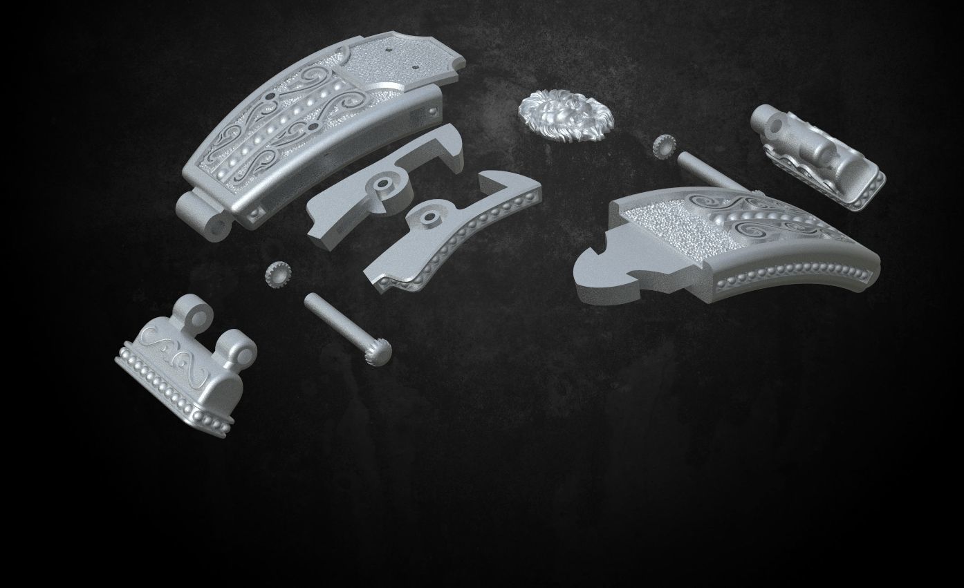 Bracelet lock with lion under the skin stylish 244 3D print model_18