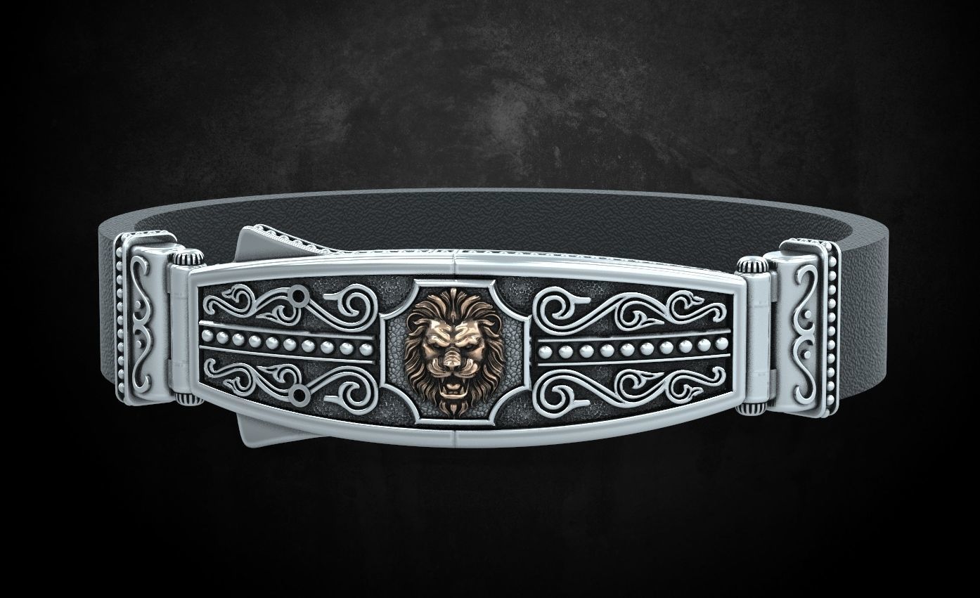Bracelet lock with lion under the skin stylish 244 3D print model_6