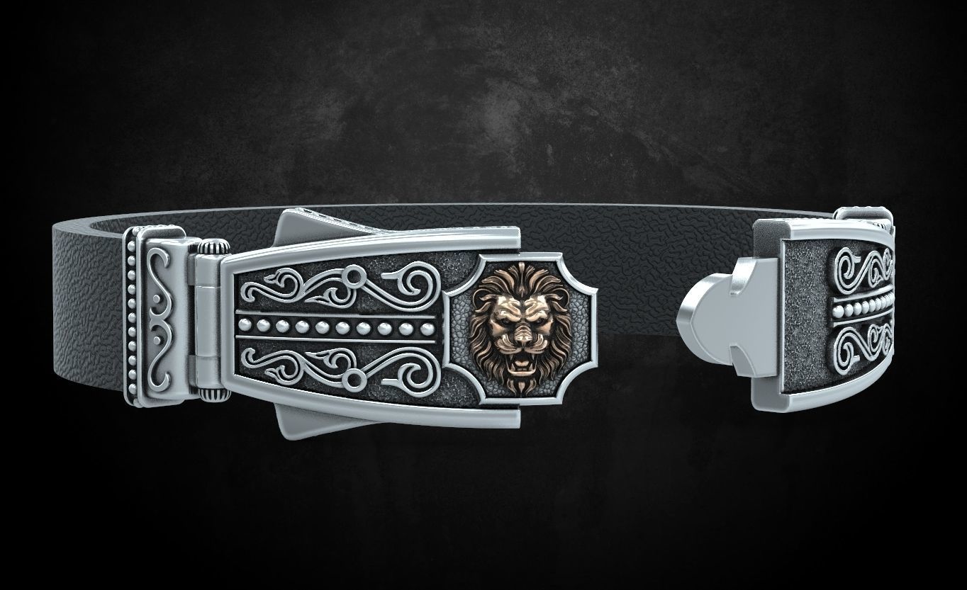 Bracelet lock with lion under the skin stylish 244 3D print model_10
