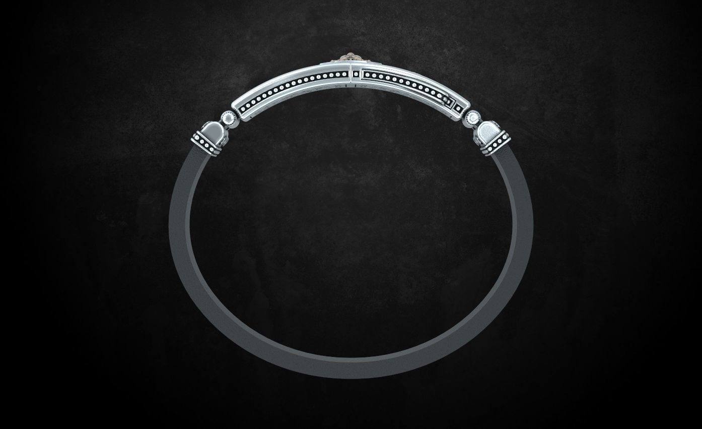 Bracelet lock with lion under the skin stylish 244 3D print model_3