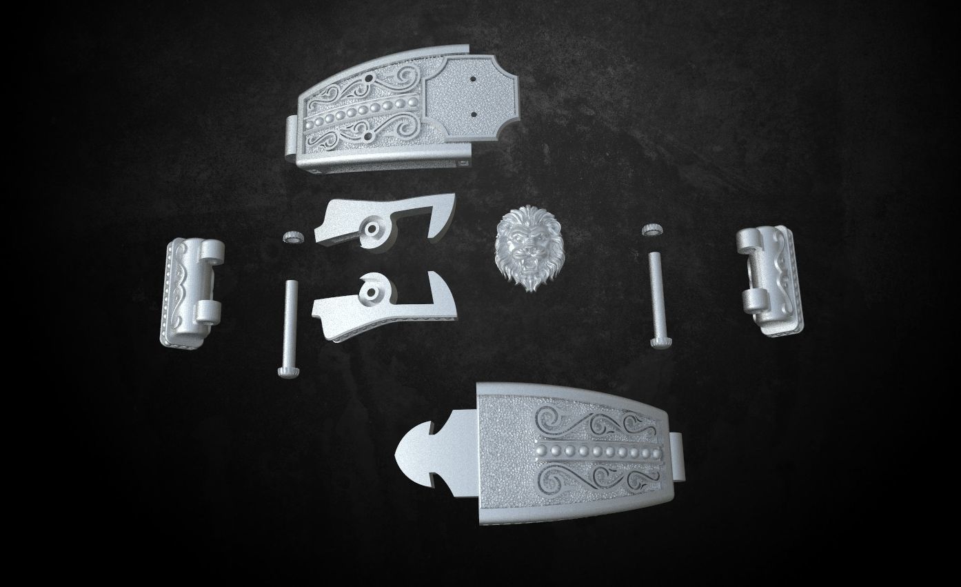 Bracelet lock with lion under the skin stylish 244 3D print model_17