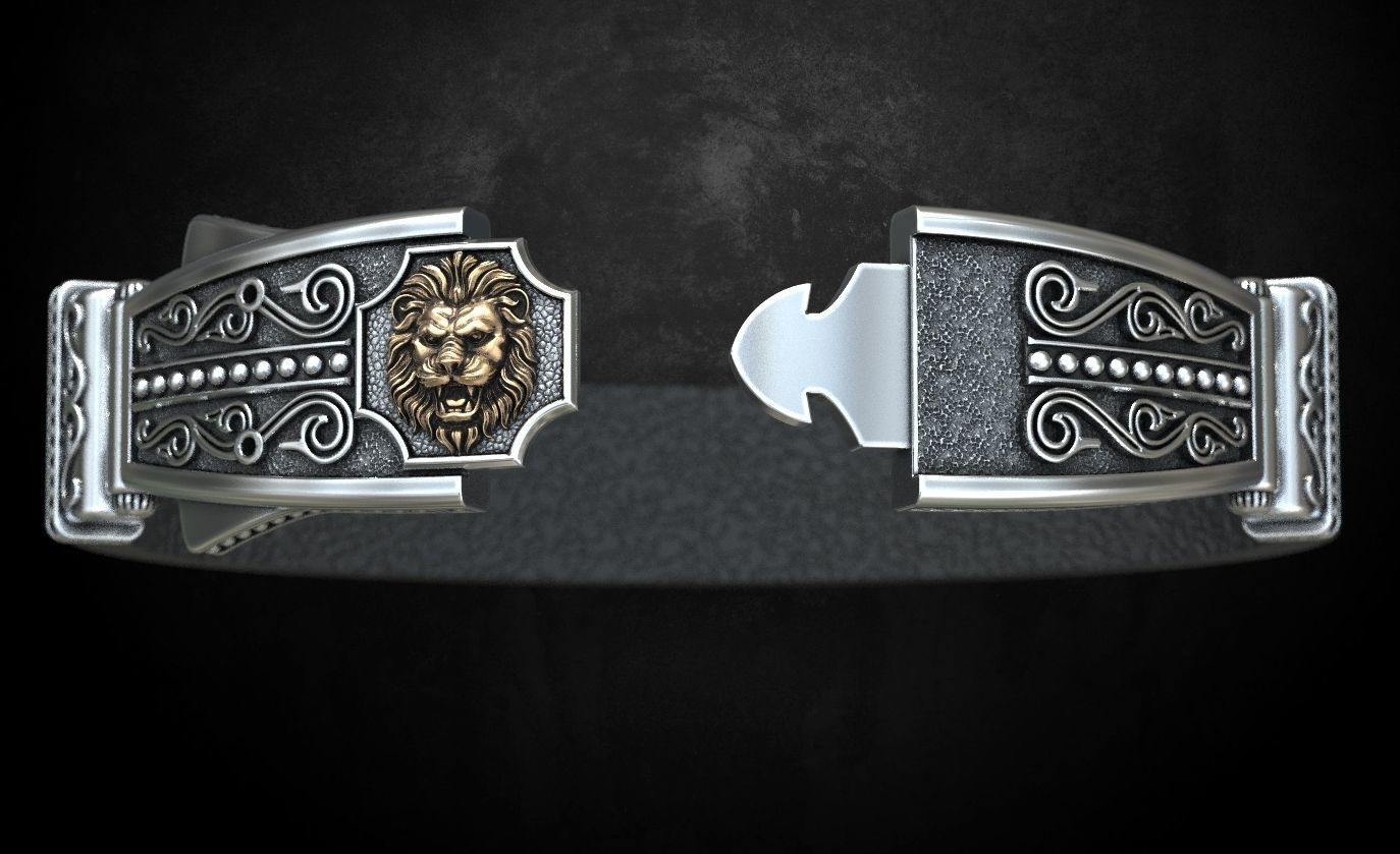 Bracelet lock with lion under the skin stylish 244 3D print model_9