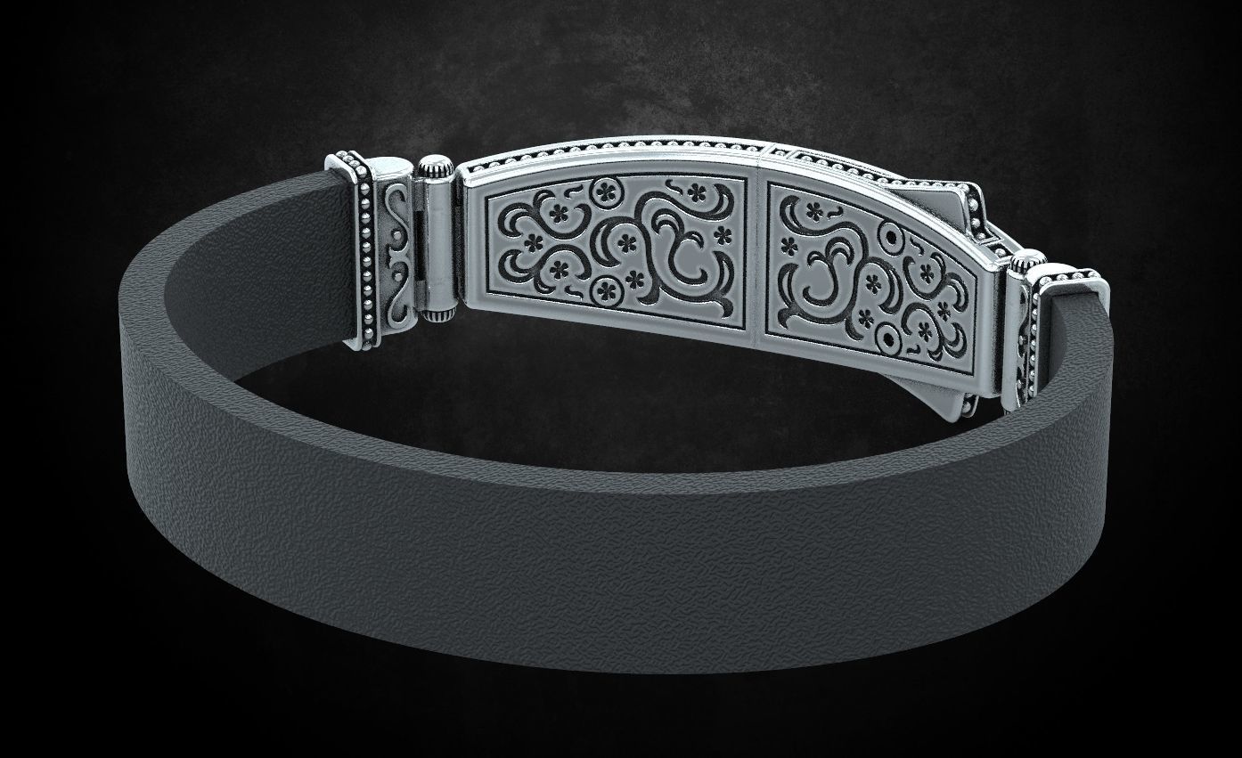 Bracelet lock with lion under the skin stylish 244 3D print model_7