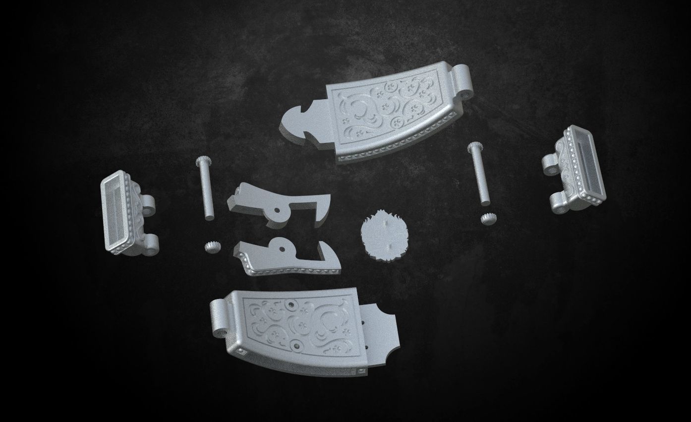 Bracelet lock with lion under the skin stylish 244 3D print model_19