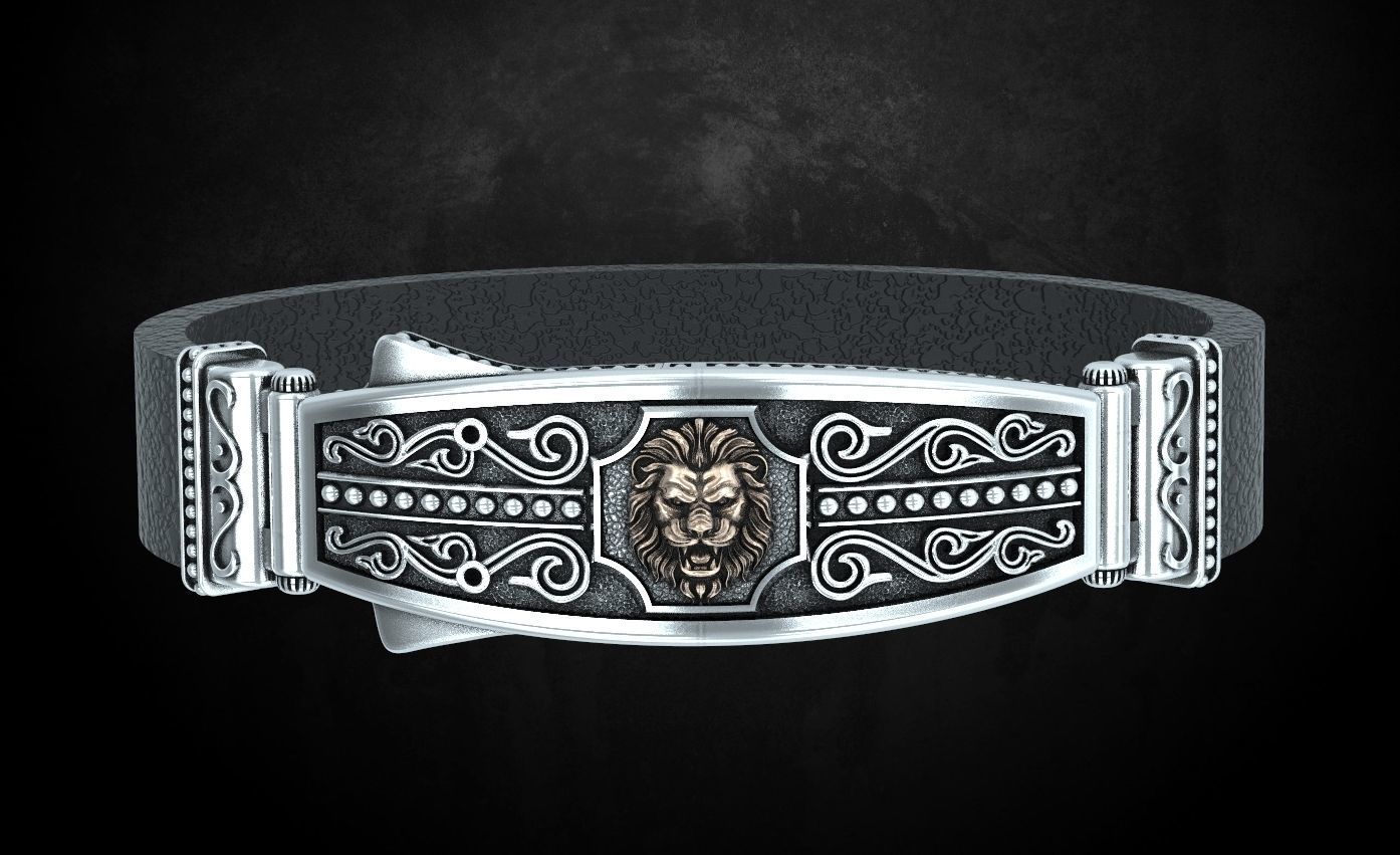 Bracelet lock with lion under the skin stylish 244 3D print model_11