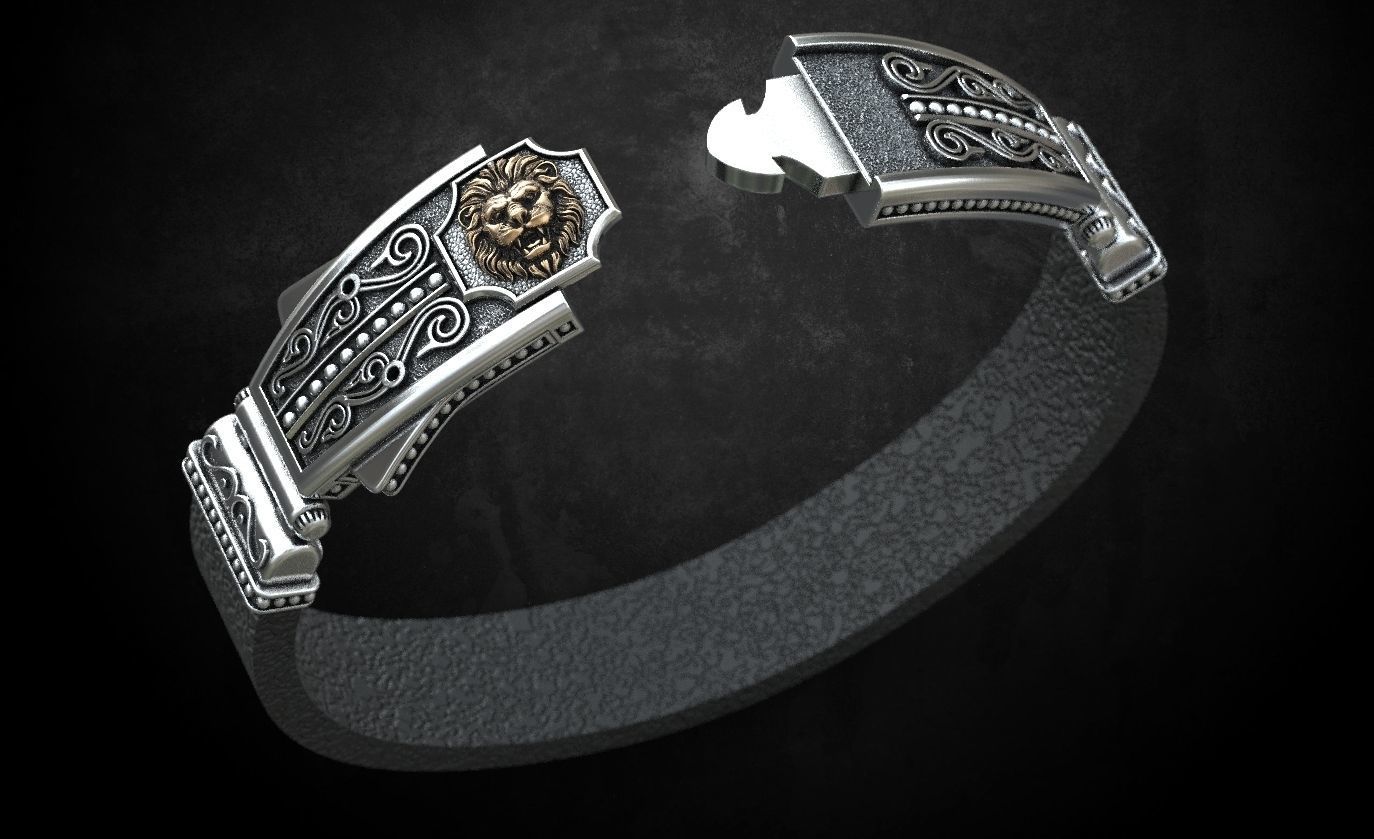 Bracelet lock with lion under the skin stylish 244 3D print model_4
