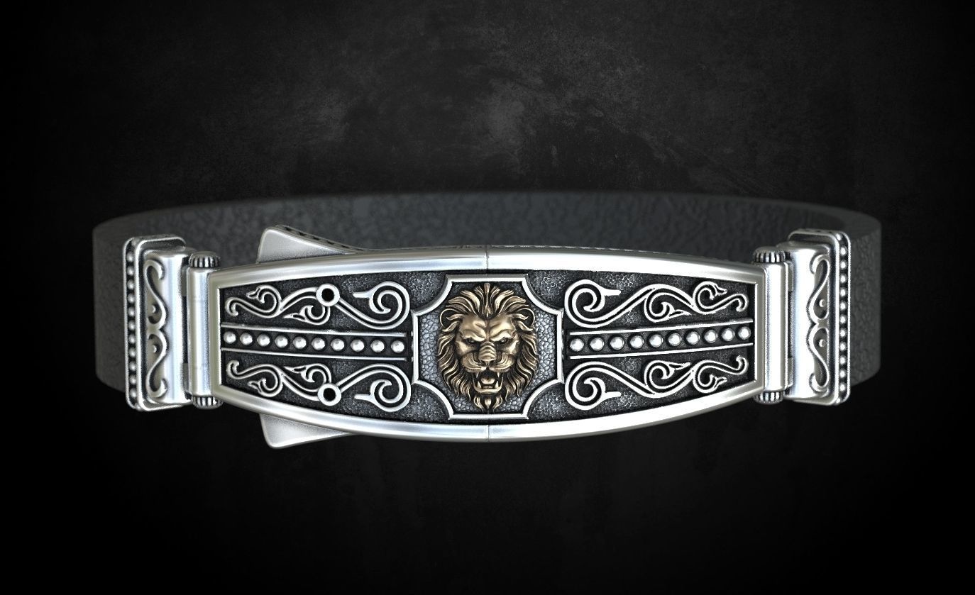 Bracelet lock with lion under the skin stylish 244 3D print model_2