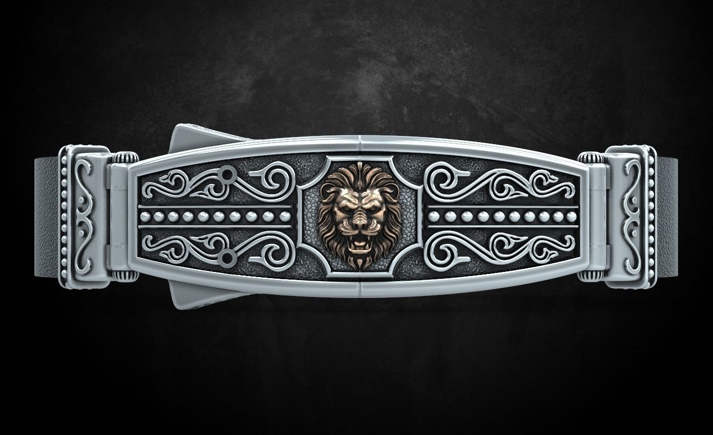 Bracelet lock with lion under the skin stylish 244 3D print model_12
