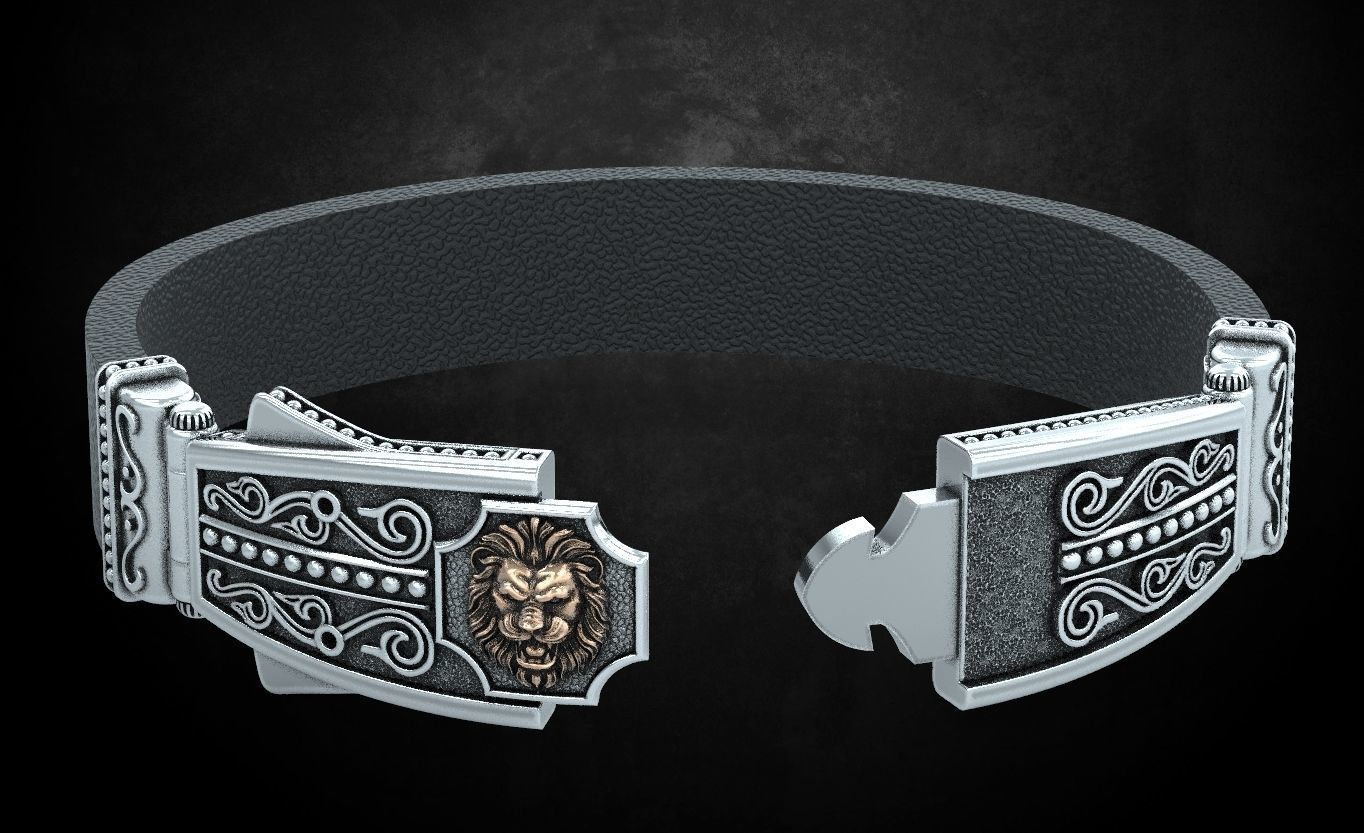 Bracelet lock with lion under the skin stylish 244 3D print model_13