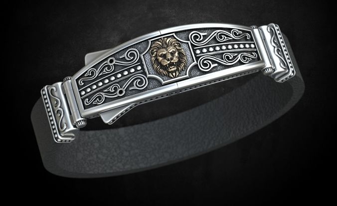 Bracelet lock with lion under the skin stylish 244 3D print model