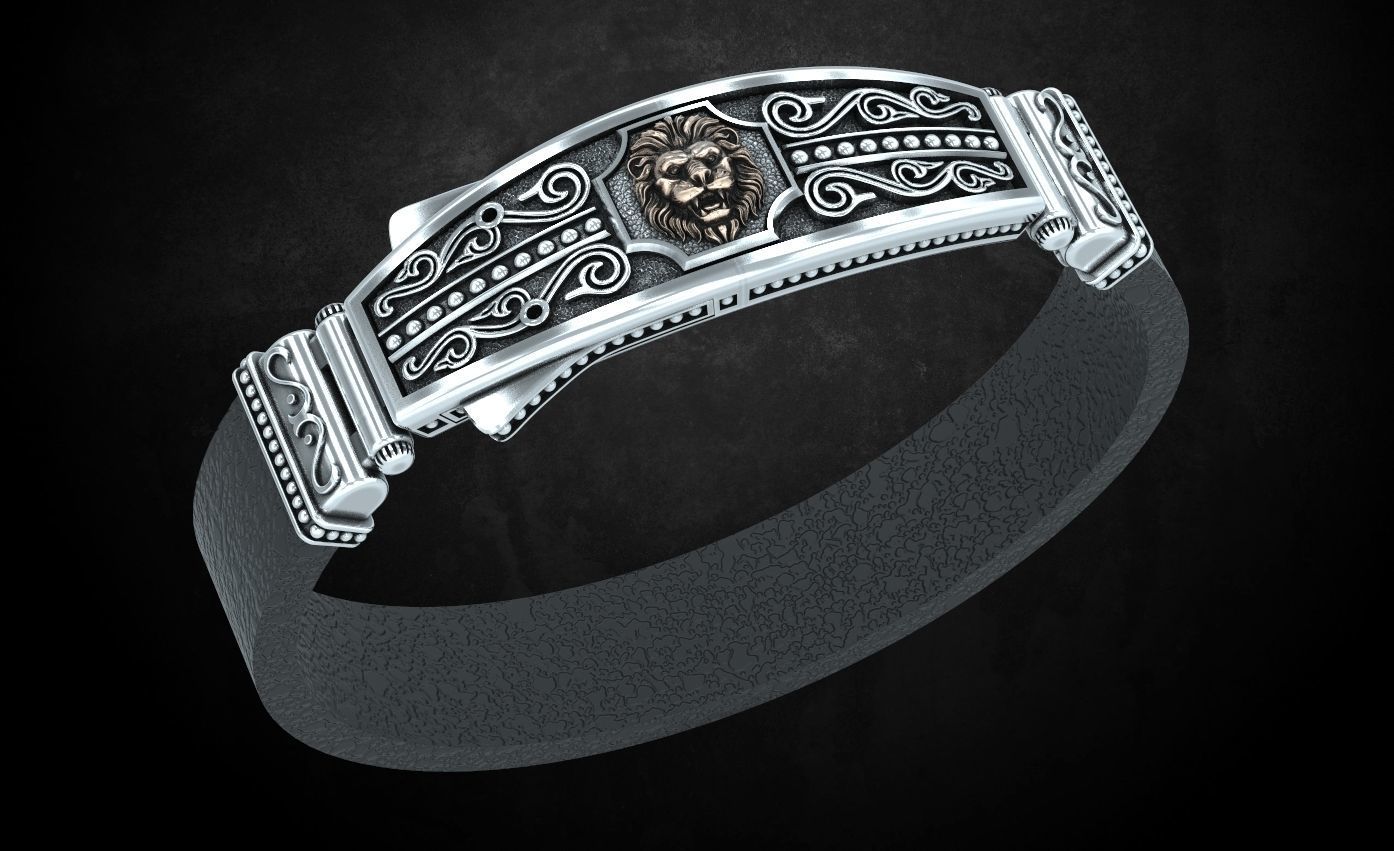 Bracelet lock with lion under the skin stylish 244 3D print model_16