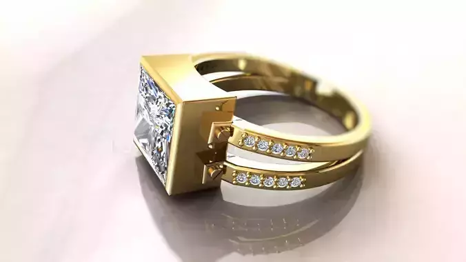 kengkod69 gold ring with princess cut diamond