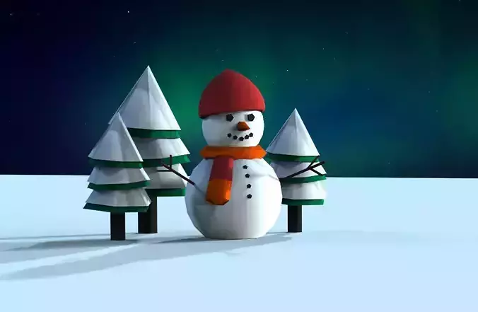 Snowman in forest