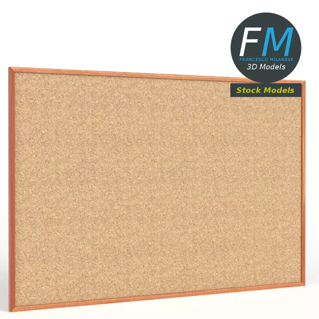 Corkboard cork board Low-poly 3D model_0