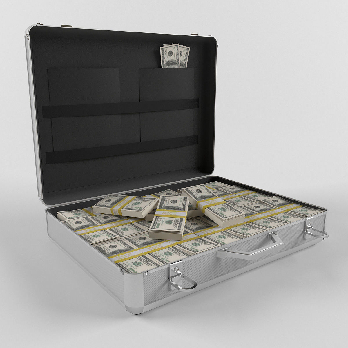 suitcase with money Low-poly 3D model_0