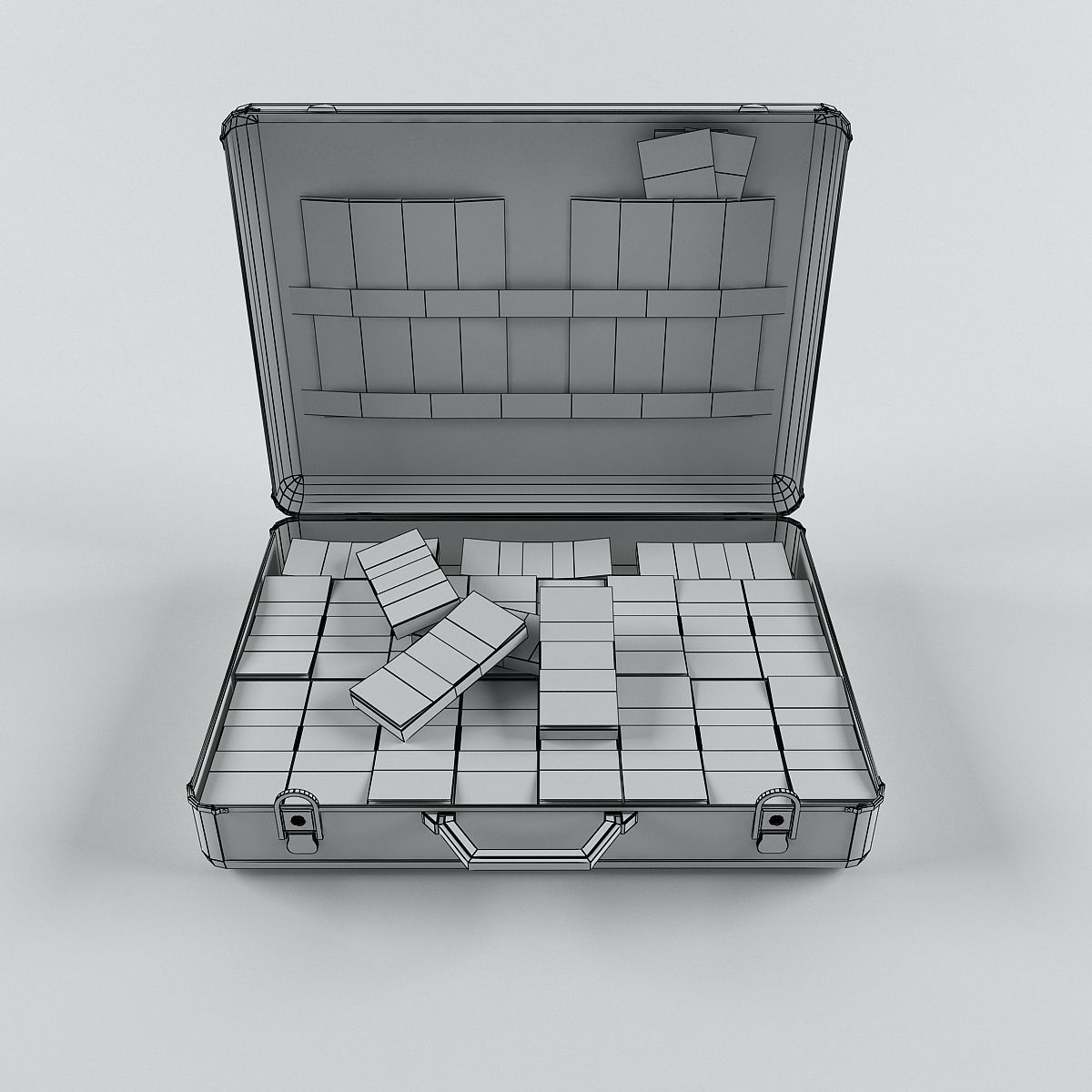 suitcase with money Low-poly 3D model_4