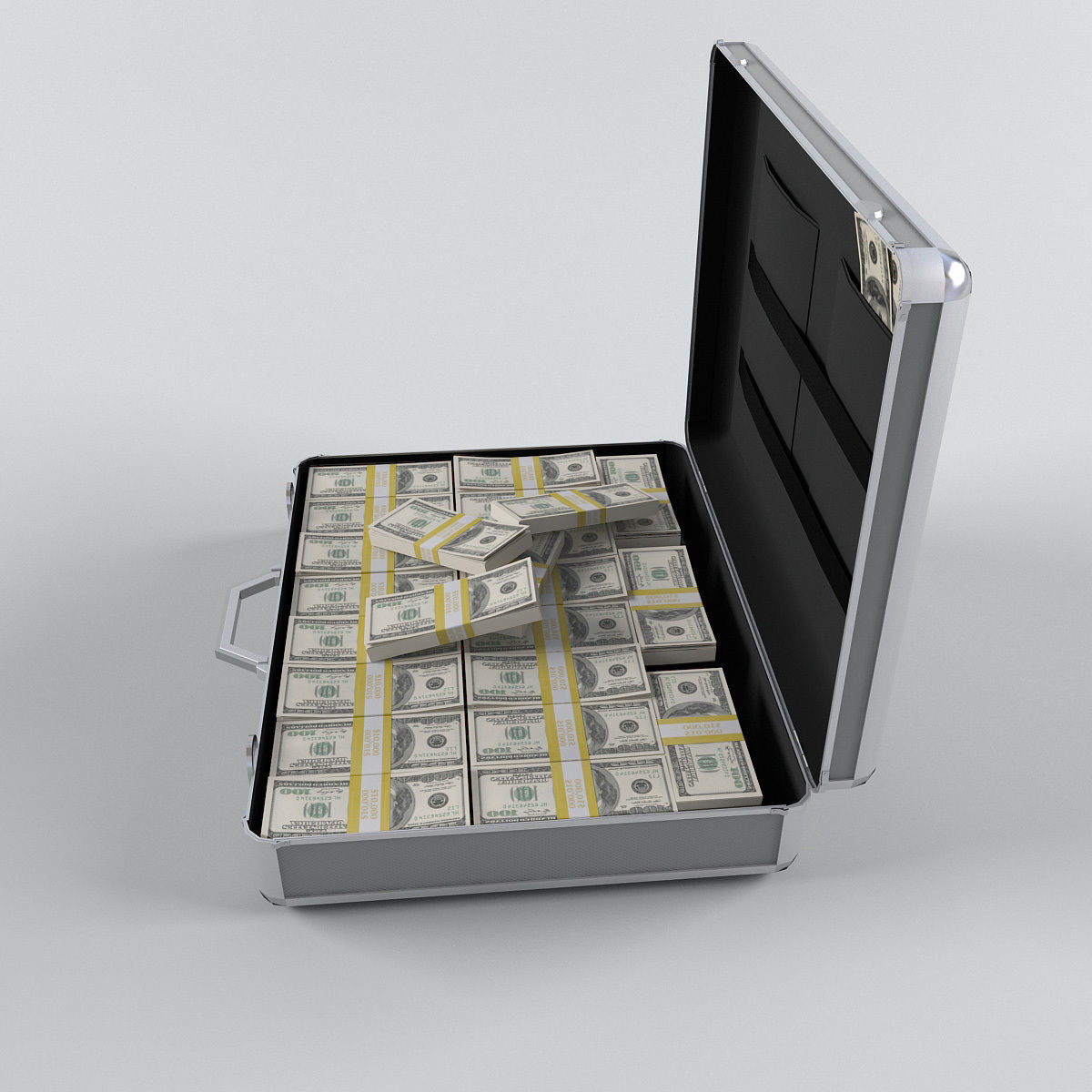 suitcase with money Low-poly 3D model_1