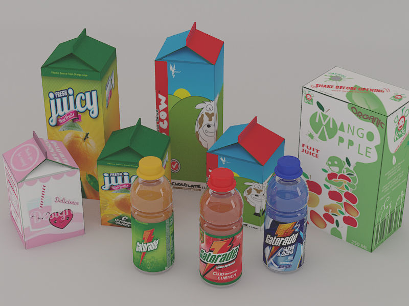 Drinks and boxes 3D model_1