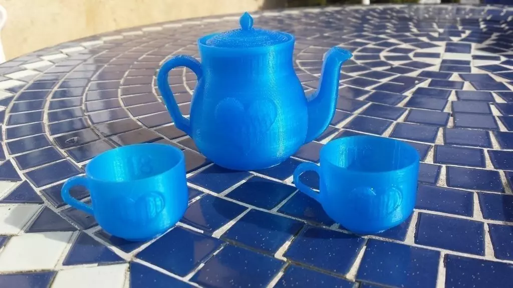 Miniature Heart Tea Set Free 3D print model_0