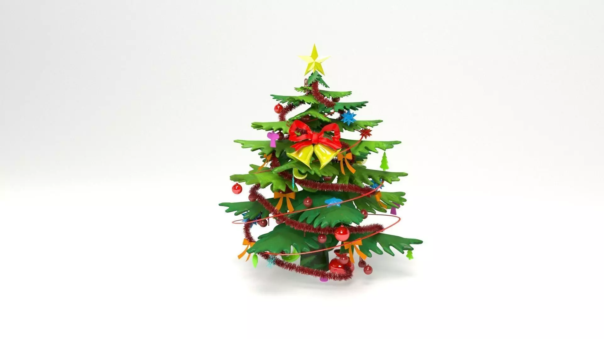 Christmas tree cartoon 3D model_0